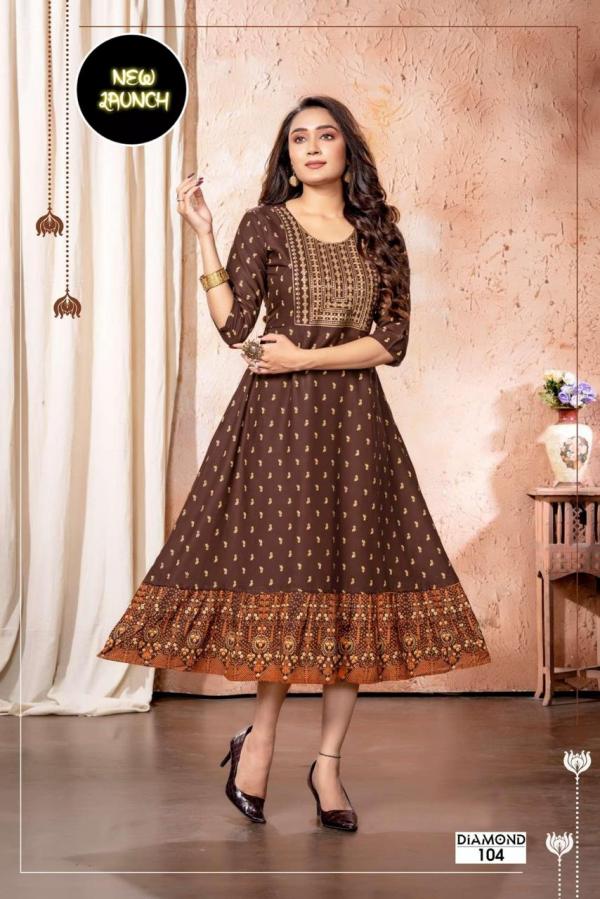 Golden Diamond Rayon Exclusive Fancy  Designer long Kurti Collection